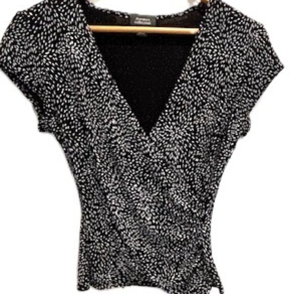 Dress Barn Collection Black Surplice Top Size Small - Picture 2 of 9